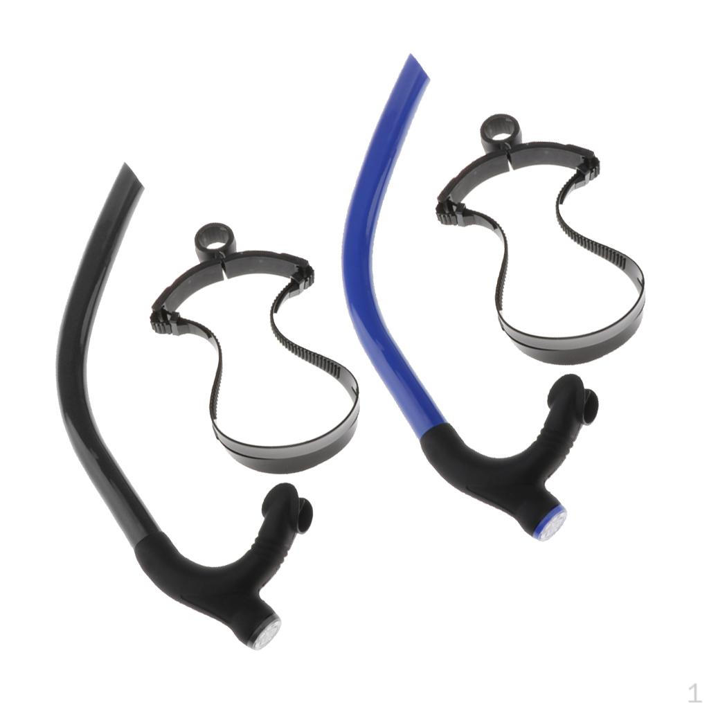 2pcs Diving Swimming Center Snorkel Silicone Breath Tube With Head Strap