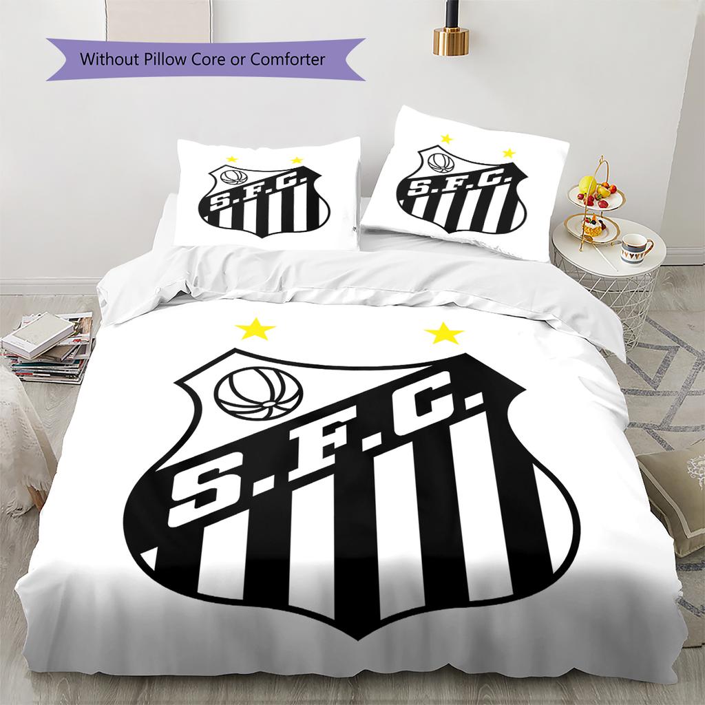 Santos FC Pattern Bedding Home Decoration Birthday Gift (1 * duvet cover + 2 * pillowcase, without core)