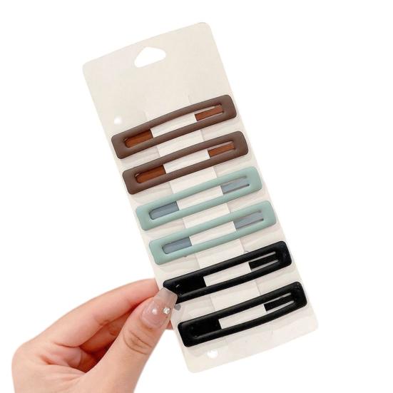 

6Pcs Girl Hairpin Matte Color Rectangular Hair Clips Stable Non-Slip BB Clip Face Slimming Versatile Hair Styling F