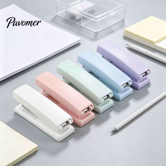 Gift for Colleagues And Friends Mini Stapler, with Ergonomic Curved Design, Handheld Morandi Color Heavy Duty Stapler Office School Home Use