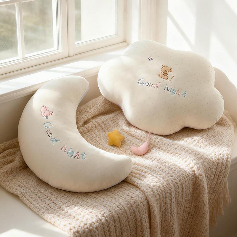 Cloud Moon Star Embroidered Plush Pillow For Girls Sleep Bed Decor Gift