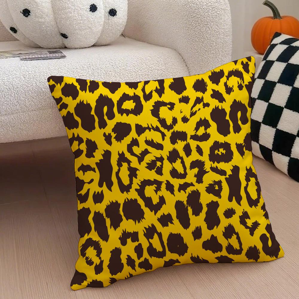Trendy Fashion Art Leopard Print Texture Cushion Cover Throw Pillow Cover Hidden Button Durable Polyester Chair Cushion