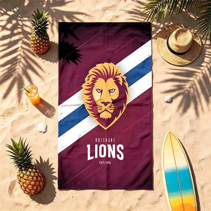 Brisbane Lions (1) Theme Beach Towel Sand Resistant Soft And Comfortable Suitable For The Pool Camping Yoga And Diving A Travel Essential