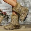Women's Faux Fox Fur Large Size Soft Sole Winter Warm Fur One Snow Boots Padded Lined Ankle Boots Non-Slip Hiking Casual Sports Fur Cotton Boots