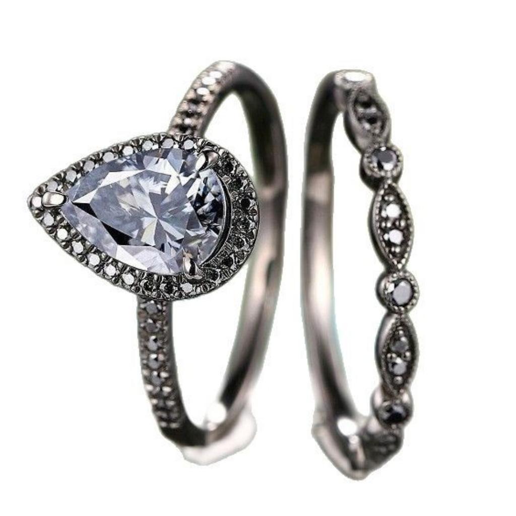 Luxury New Water Drop Full Diamond Women's Ring Ins Diamond-encrusted Zircon Fashion Trend Korean Version of Girls' Wedding Ring