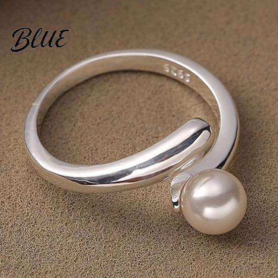 Adjustable Faux Pearl Ring Finger Natural Imitation Pearls Opening Band