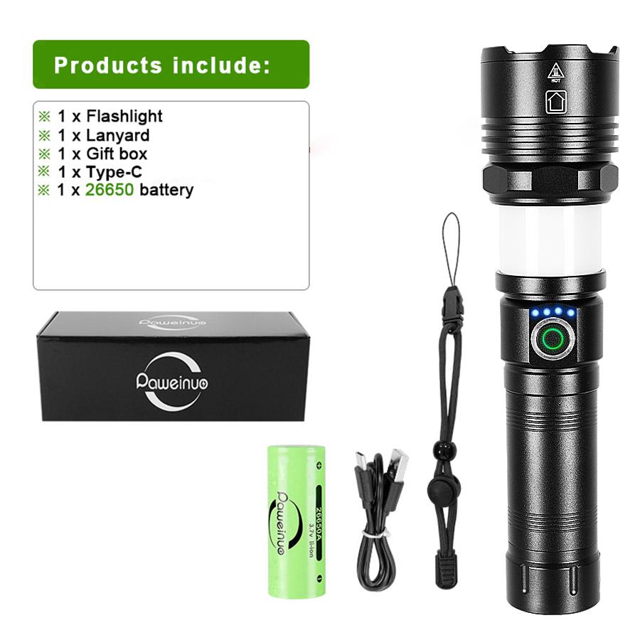 Super Bright Flashlight 120W LED Torch COB Lights Rechargeable Torch Light Long Shot 1500M Zoomable Lamp Work Light Waterproof Lantern Magnetic