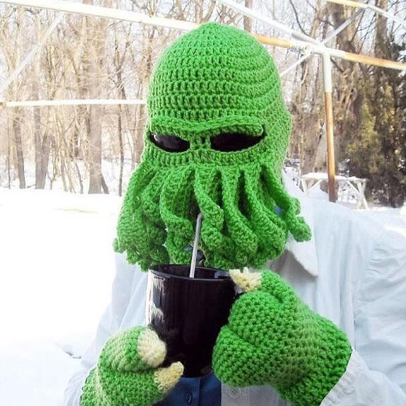 Tentacle Octopus Cotton Hat Crazy Party Squid Hat Balaclava Hat Winter Warm Hat Knitted Octopus Hat Unique Cosplay Prop