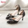 Summer Fashion Slipon High Heels With Bowknot And Pointed Toe For Women