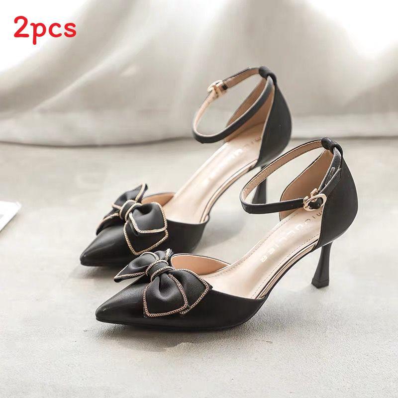 Summer Fashion Slipon High Heels With Bowknot And Pointed Toe For Women