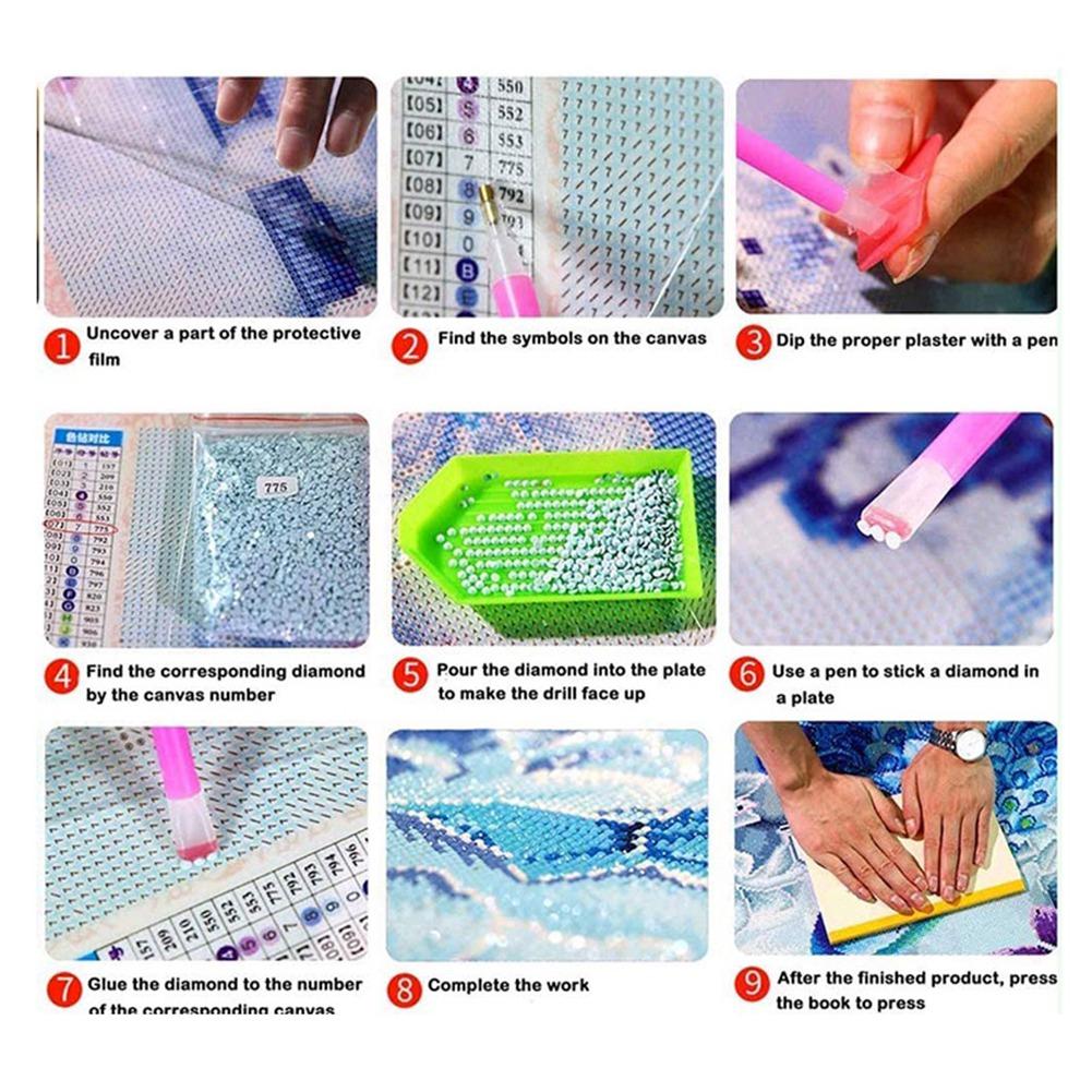 Kit DIY Diamond Embroidery Rhinestone Home Decoration Fish and Flower