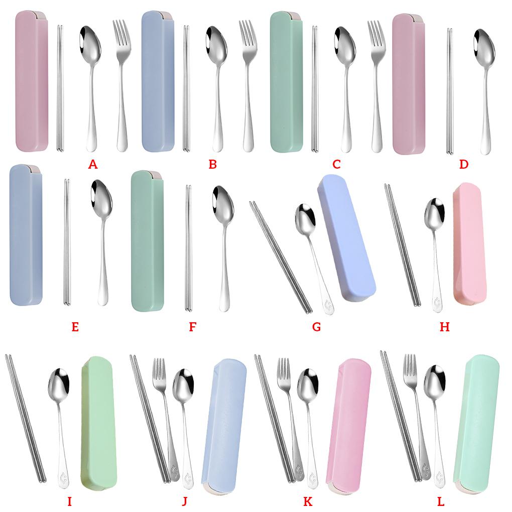 Set de 2 bucăți de bețișoare portabile pentru biroul studenților din inox cu model de cutie de depozitare roz