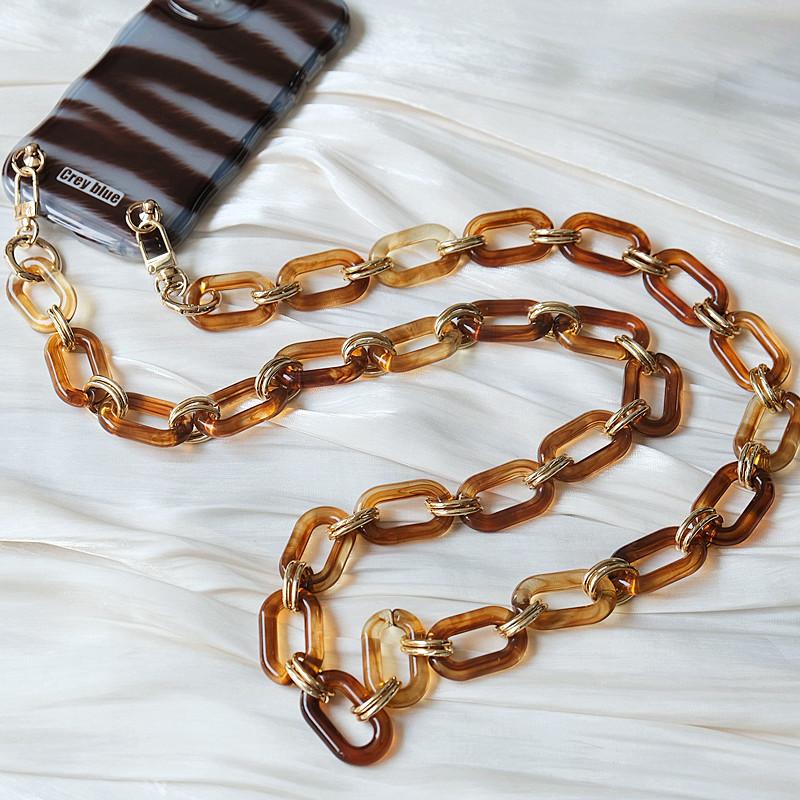 New Phone Chain Accessory Detachable Parts Amber Crossbody Resin Cute Strap Phone Case Chains Acrylic Shoulder Lanyard Hanging Chain