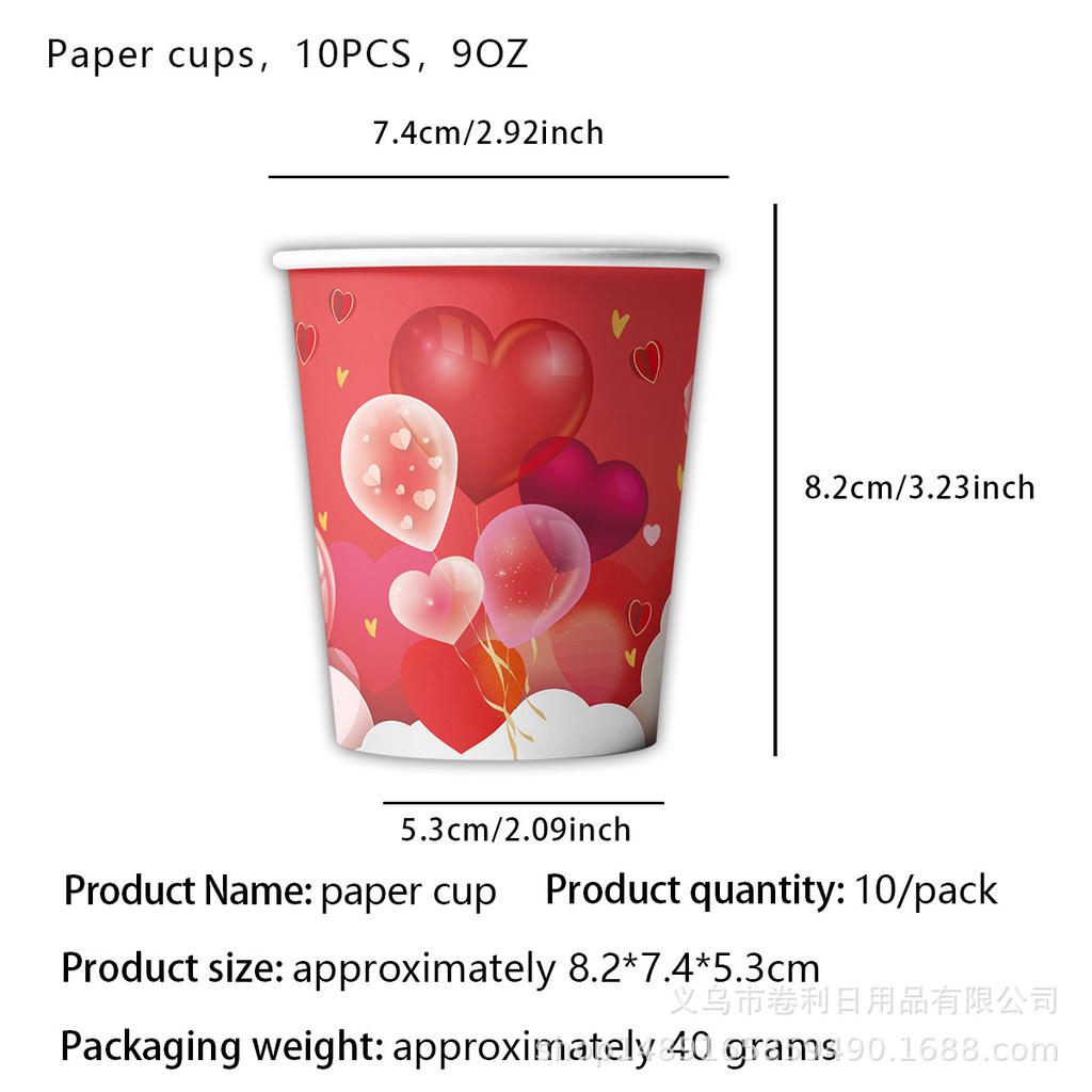 Valentinstag Partyzubehör Geburtstagsdekoration Arrangement Banner Zugflagge Geschirr Pappteller Papierserviette Papierbecher