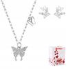 Set: Necklace, Silver Chain, Earrings, 925, Butterfly Pendant, Crystal