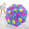 1pc Floral Pattern Automatic Umbrella - Stylish, Durable, with 8-Rib Manual Open Design, Elegant Black Handleyy250920157