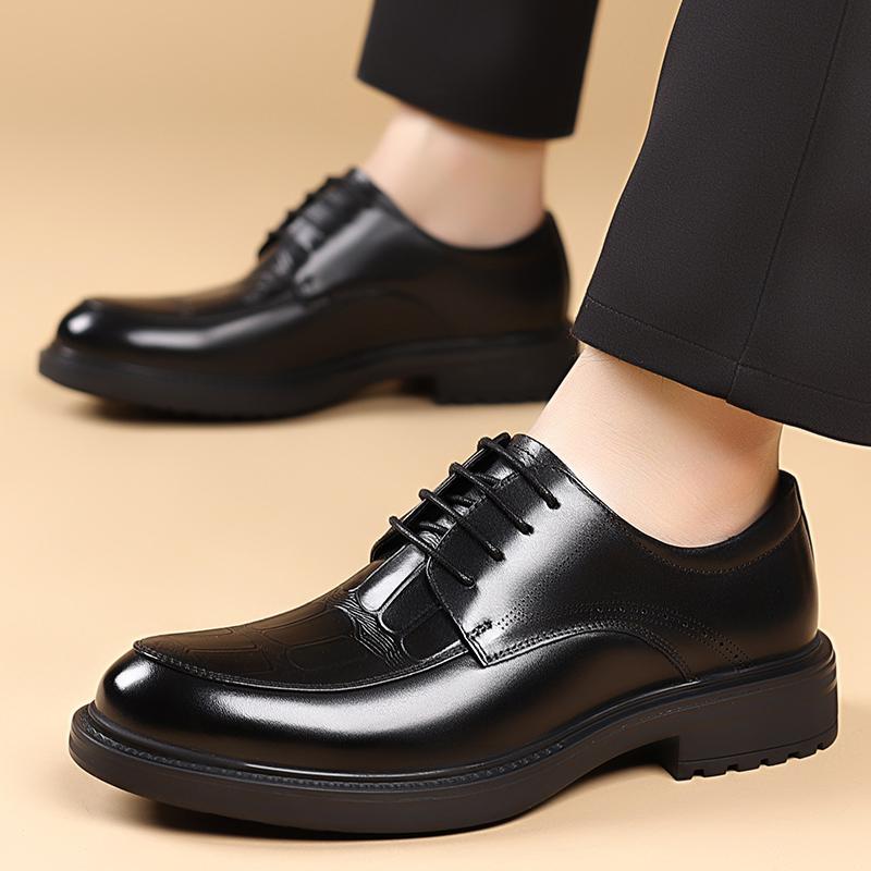 Fashion Men's Oxford Office Shoes  Casual Leather Round ToeFlat Designer Business Dress Shoes Outdoor Walking Shoes