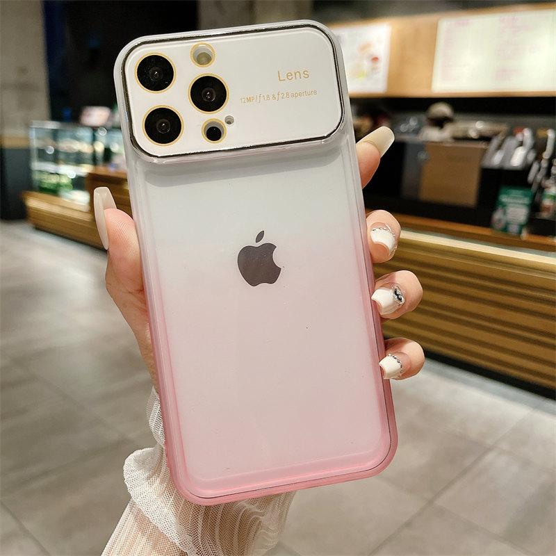 Luxury Gradient Large Window Lens Film TPU Case for iPhone 14 13 12 11 Pro Max All-inclusive Fall Protection Cases