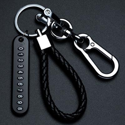 Chaveiro anti-perda, chaveiro de corda trançada para carro, pingente de chave com faixa de número de telefone, chaveiro de corda trançada, acessórios para porta-chaves