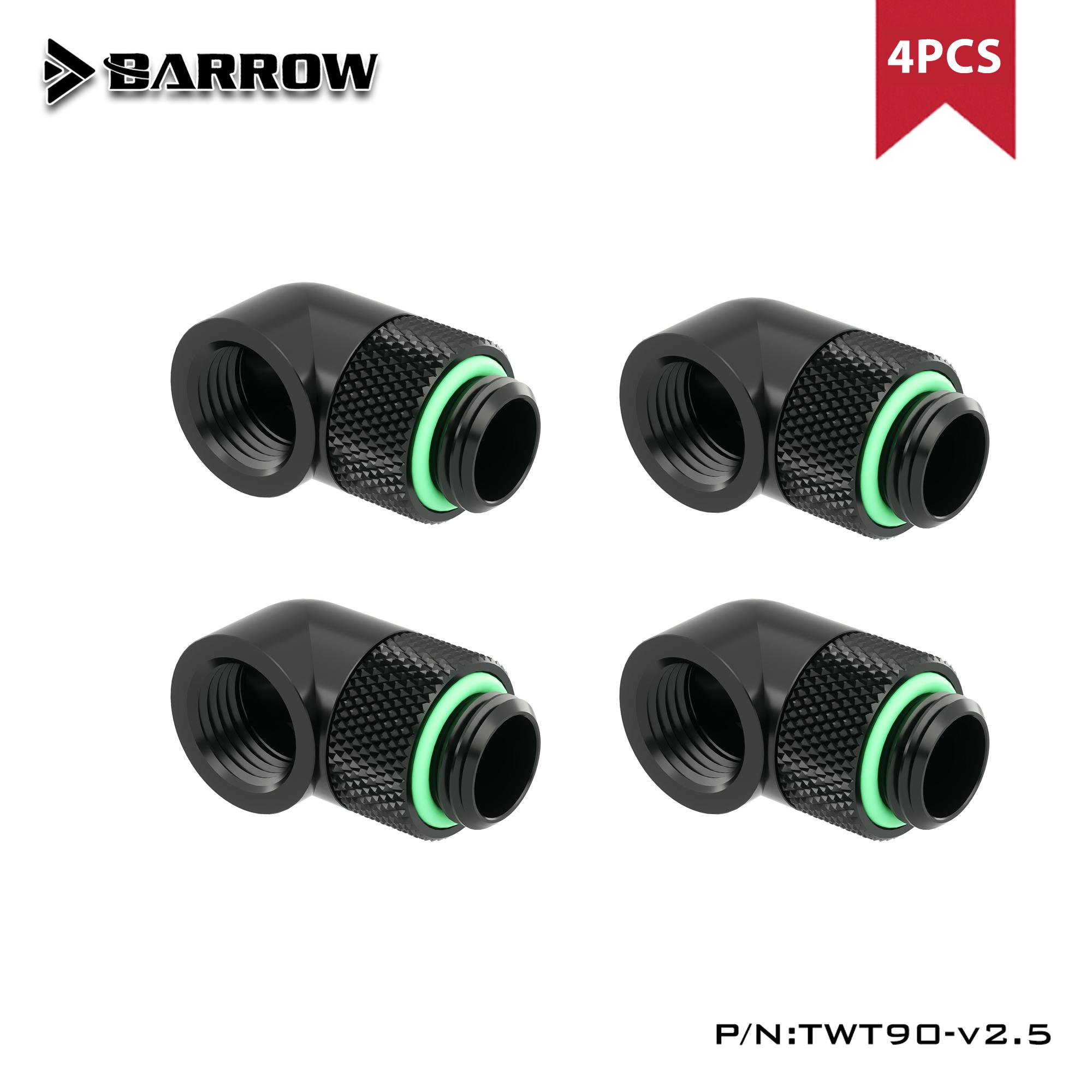 

4pcs/6pcs BARROW 90 Degree Rotary Hard Tube Fitting Adapter Rotating , water cooling Adaptors G1/4 Thread , TWT90-v2.5 4pcs Black