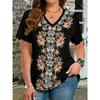 Ethnic Style T-Shirts Vintage Floral 3D Print Women's V-Neck Short Sleeve T Shirt Harajuku Tees Casual Tops Female Clothing