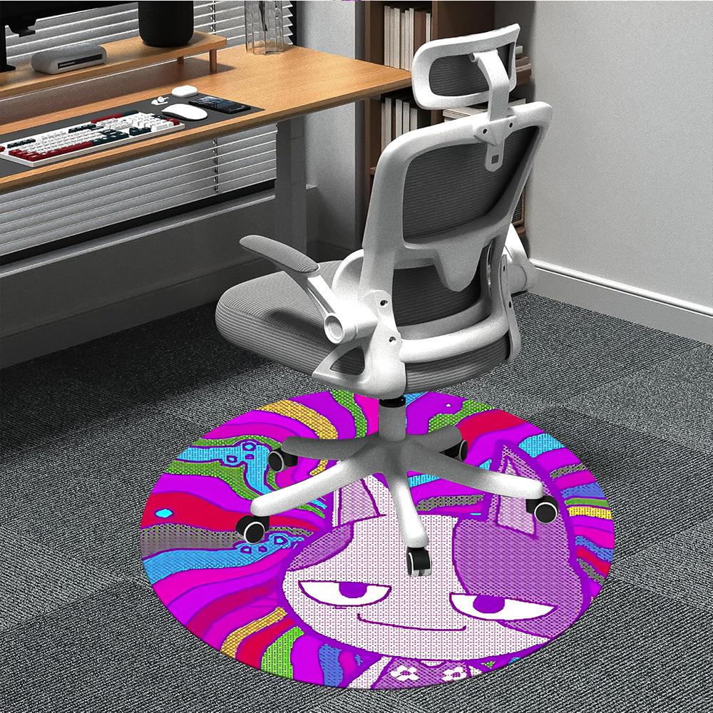 1pc Abstract Art Print Carpet, Round Non Slip Durable Large Size Office Carpet, Suitable for Office