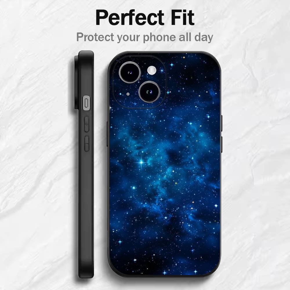 Starry Glow Phone Case For 17 16 15 14 13 12 11 Mini XS XR X 6S 6 Pro Max Plus Black Soft Cover