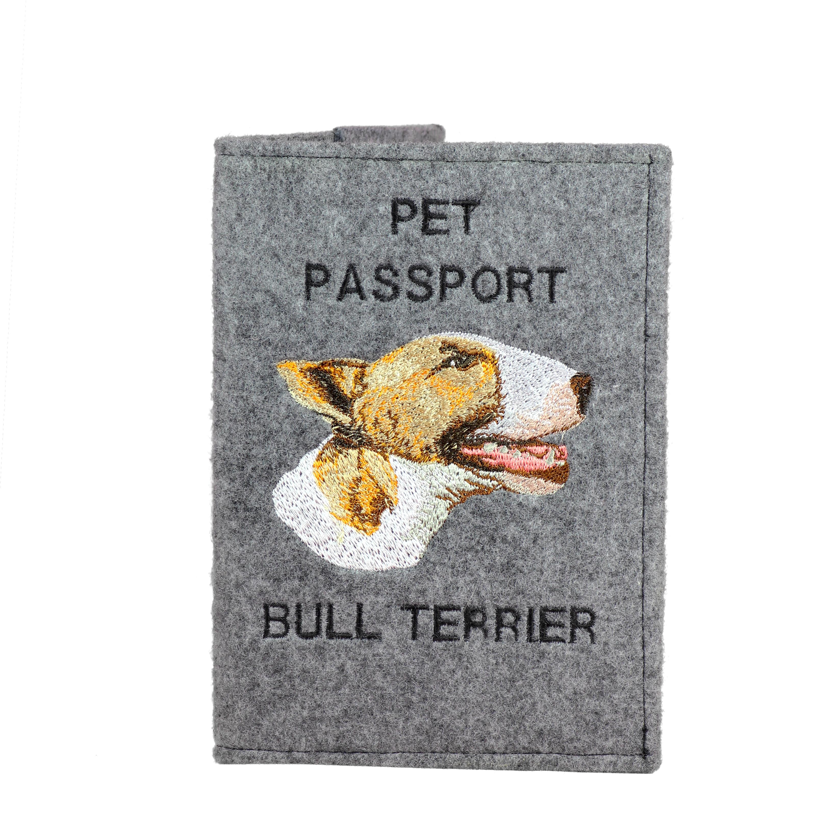 

Bull Terrier, Bully - Dog passport case, document case, gift for the traveller from the Art-Dog brand сірий колір