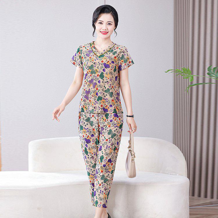 Grandma Style Ice Silk Loose Short-Sleeve T-Shirt for Women 3XL