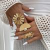 Salircon Anello Vintage Geometrico Colore Oro a Forma di Ventaglio per Donna Design di Personalità Anello Regolabile in Metallo a Forma di Piuma Gioielli di Tendenza
