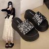 Thick-soled heightening slippers women's summer outer wear 2025 new versatile sequined one-word drag fairy sandals tide