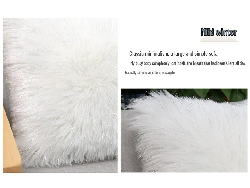 Nordic Australian Long Plush Faux Wool Cushion - Cute Girls' Bedside/Sofa Back Pillow Cover (Insert Not Included)