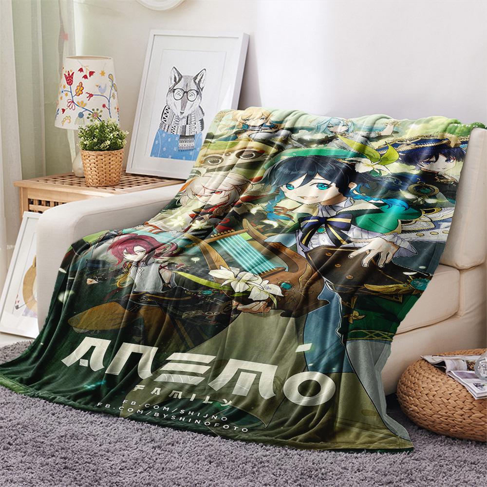 1PC Genshin Impact Print FlAannel Blanket, High Quality Comfortable for All Seasons, Home Decor, Warmth and Comfort