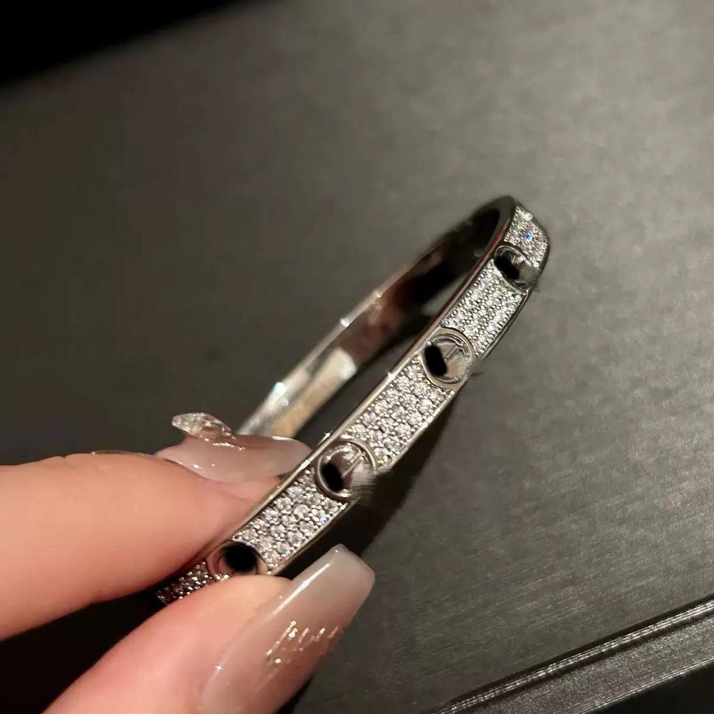 Starry Sky Three-Row Diamond Gold-Plated Bracelet for Women - Elegant Love Bangle