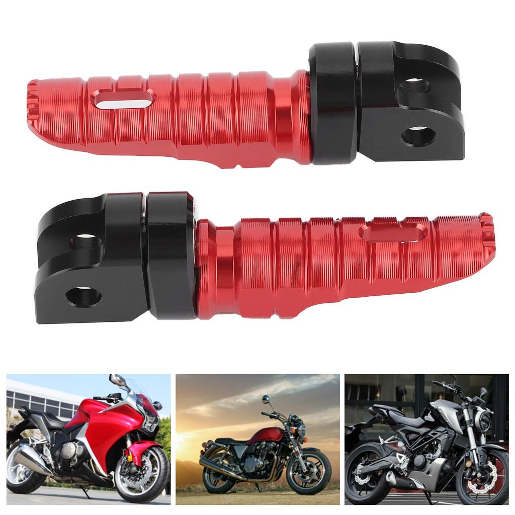 Akozon Front Foot Peg Rest Pedal for Honda Aluminum Alloy CB125RCB300R CB1300SF CB600F OE: FP-274-Set (Red)