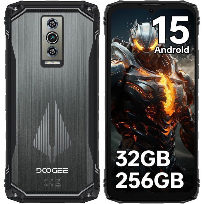 DOOGEE Blade 10 Pro Energy Telephone Portable Incassable Android 15 32Go+256Go Smartphone Incassable 6.56” 6150mAh IP68/4G/NFC Noir