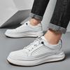 Fashion Handmade Lace-Up Walking Footwear All-match Fashion Flats Men's Genuine Leather Skate Shoes Male Comfortable Outdoor Sneakers
