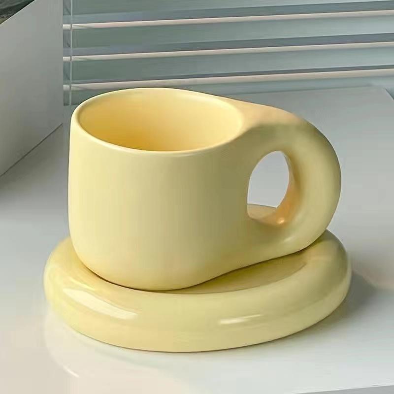 Splash Ink Floriddle Keramiktasse mit Untertasse, Kaffeetassen und Untertassen, Tasse für Home Office, Koreanische Tassen, 400ml