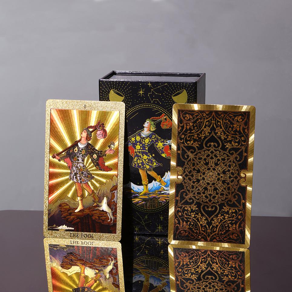 Genuine Weite Gold Foil PET Tarot Deck - Full Set Printed Tarot Board Game Cards