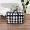 Grid Quilt Clothes Storage Bag Large Capacity Luggage Packing Bag Portable Moving Package Bag  Home