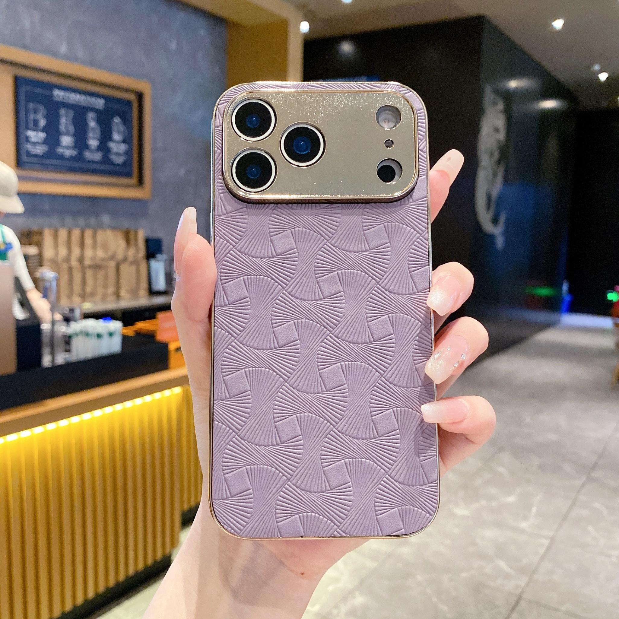 

Protective Cover for iPhone Air 13 14 Plus 15 16 E 17 Pro Max, Beautiful PU Leather, Hard Precision Hole Protection Case iPhone17 Pro фіолетовий
