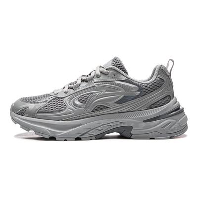 Li Ning Cushioning Slip Resistant Abrasion Resistant Breathable Support Lightweight Low Top Casual Shoes Men's Gray AGLW003-4