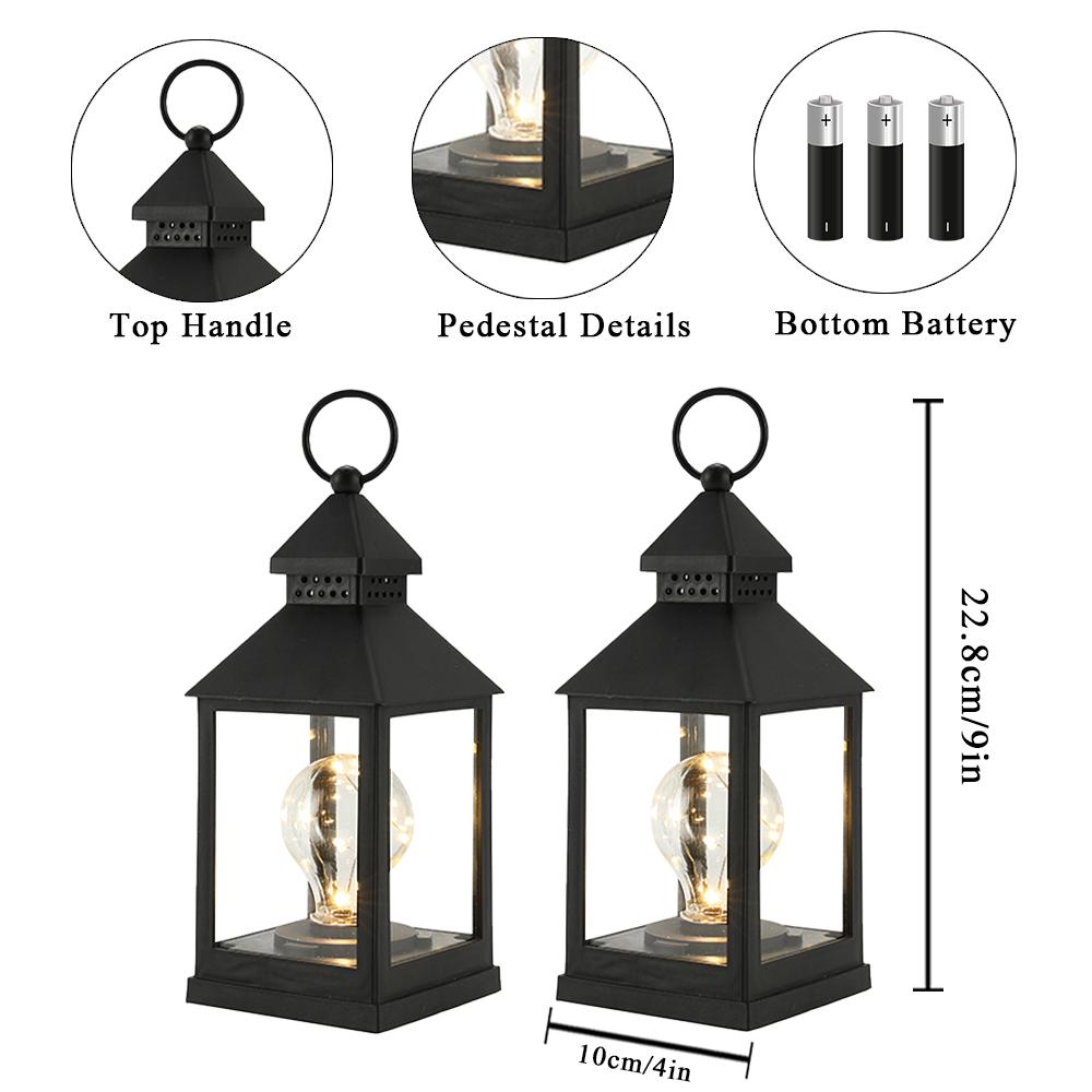 Black Plastic Table Lamp Battery Operated Lamp Hanging Lamp Patio Lanterns Cordless Lamp for Garden Living Bedrooom Home Decor