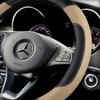 Coprivolante in Pelle per Auto, Coprivolante Antiscivolo Traspirante in Microfibra e Pelle, Universale per la Maggior Parte delle Auto