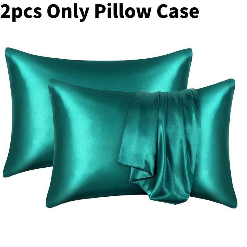 Luxurious Solid Color Satin Pillow Cases Set High Quality Soft Hypoallergenic Fabric