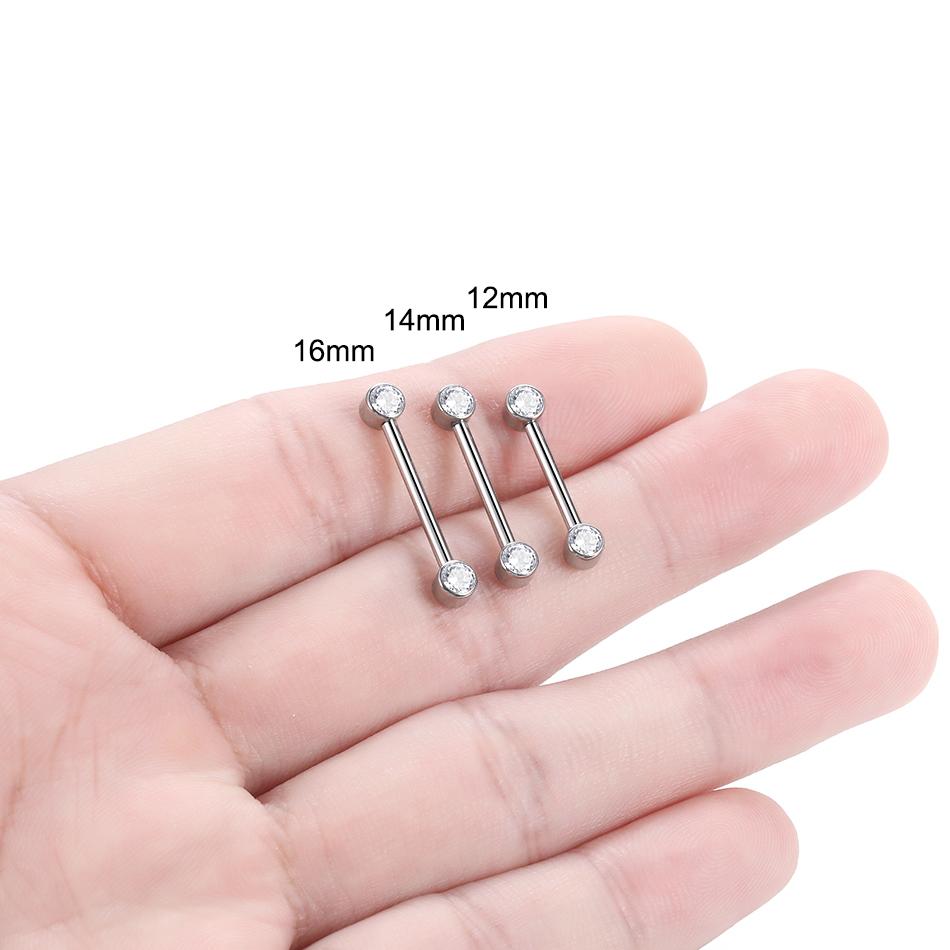 1 vnt. 14G implantinis titano spenelio pirsingas su štanga, cirkonio kristalo spenelio apsauga, vidiniu sriegiu, pirsingo papuošalas 12/14/16mm