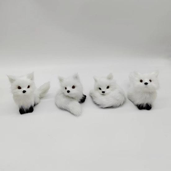 Niedliche Simulation Fuchs Lieblich Realistisch Mini Tierfigur Plüschtier Ornament Kunststoff Kunstfell Fuchs Figuren Tiermodell Ornament Autodekoration