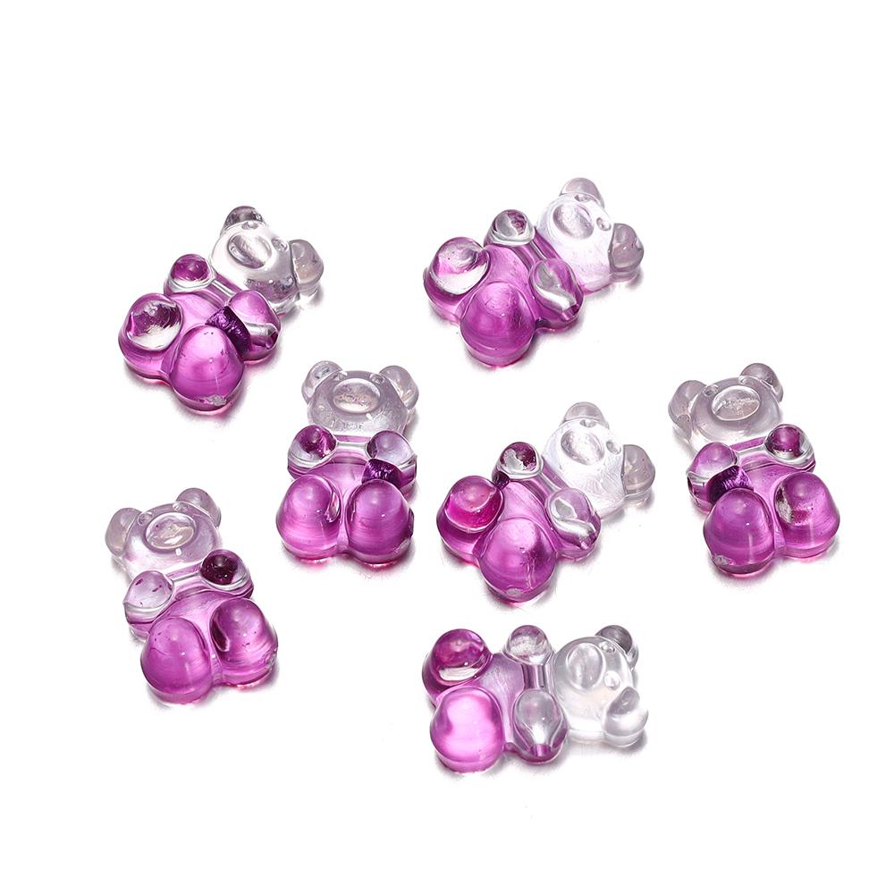 5Pcs/lot Colorful Acrylic Bear Bead Metal Color Spacer Loose Bead for Necklace Bracelet Earrings Jewelry Making Supplies