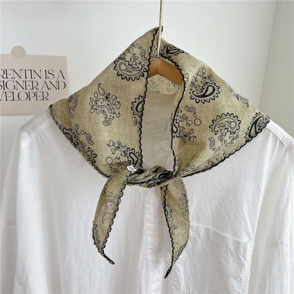 

Flower Neck Scarf Shawl For Lady Summer Triangle Hair Head Wrap Headband Handkerchief Hair Ties Bandanas Hair Ribbon For Women