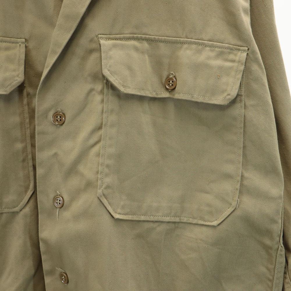 US ARMY 40s vintage Long sleeve Cotton shirt 14 1/2 Gusseted Military Men's Used